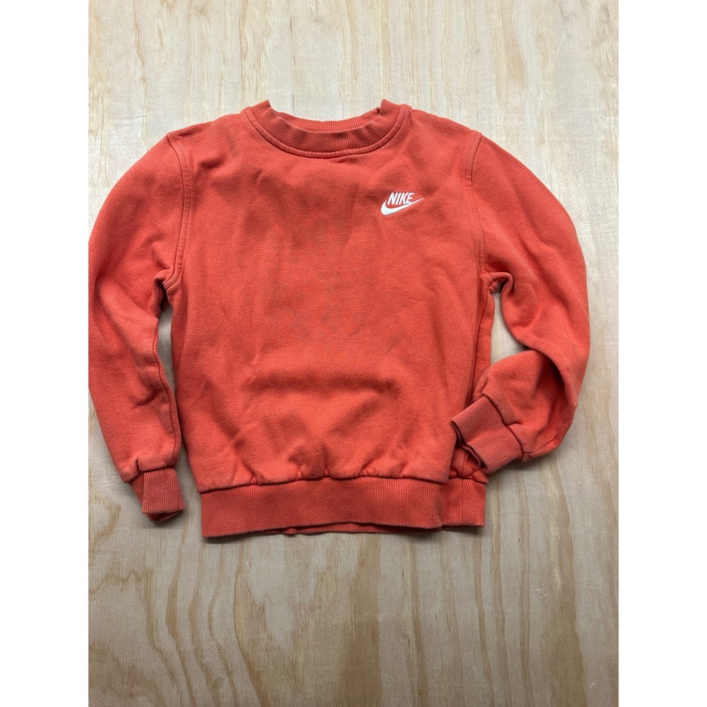 Nike Kids Orange Crewneck Sweatshirt Fleece Pullover Logo Size S Small